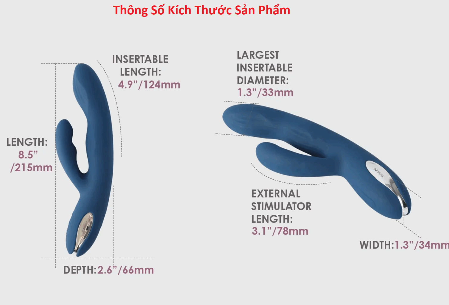 kích thước dương vật rung nhánh Svakom Aylin