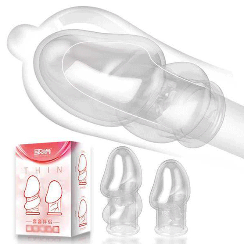 Bao cao su đôn dên tăng kích thước Aichao Thin Hồng - Che quy đầu 
