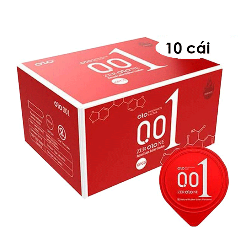 Bao cao su OLO 0.01 đỏ siêu mỏng nóng ấm, hộp 10 cái chính hãng