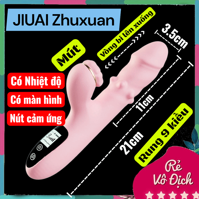 Dương vật đa năng Jiuai Zhuxuan rung thụt hút sưởi ấm bi lăn màn hình LCD